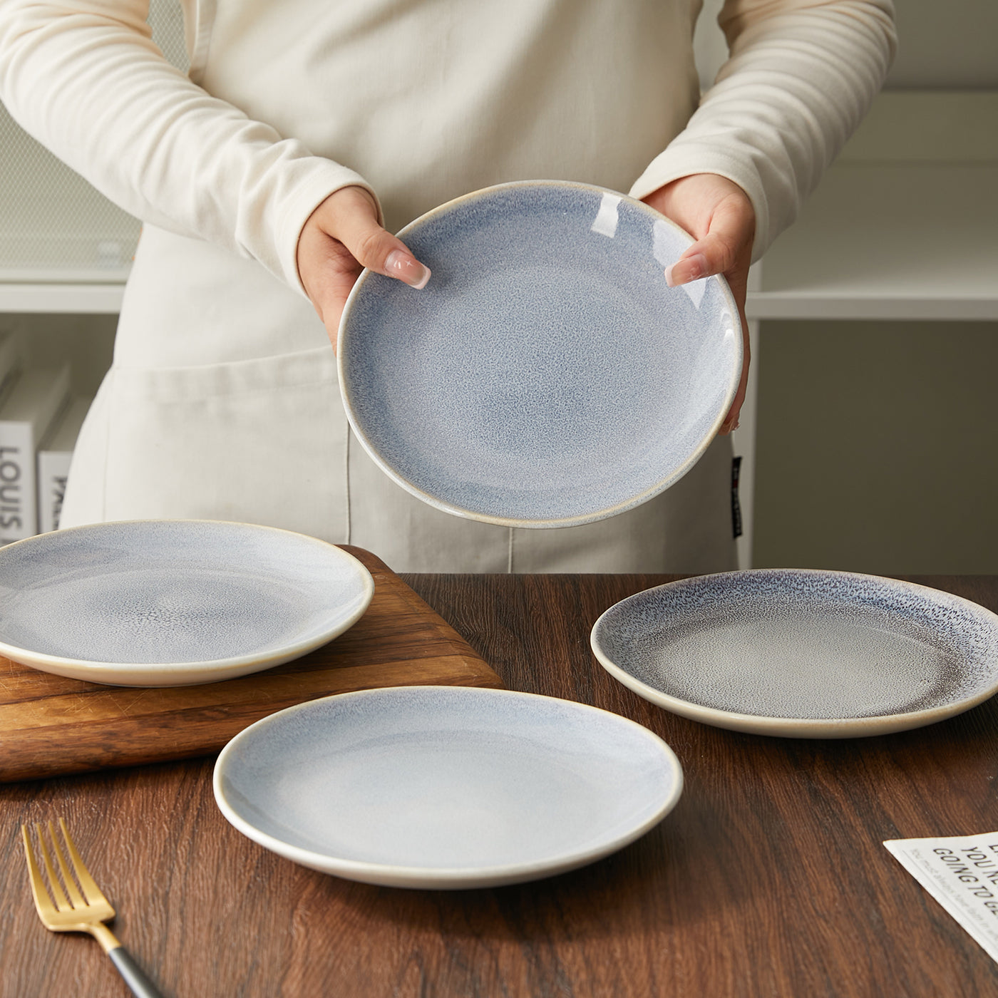 JIWOO-Lovina, 4pcs, 8zoll 19,5cm Essteller, Mikrowellengeeignet und Spülmaschinengeeignet