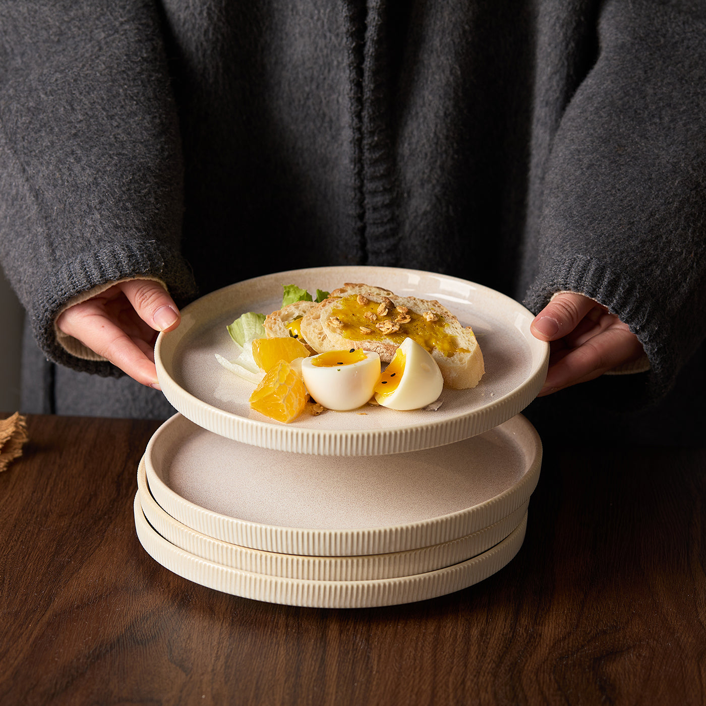 JIWOO-Roman Holiday, 4pcs, 8zoll 21,3cm Essteller, Mikrowellengeeignet und Spülmaschinengeeignet