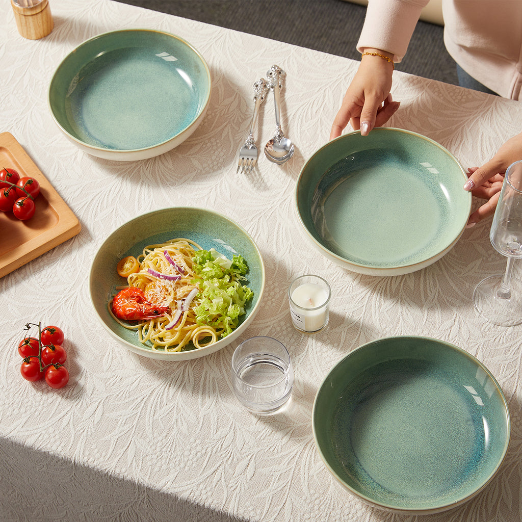 JIWOO-Lovina, 4-teiliges 21,9cm Suppenteller, Mikrowellengeeignet und Spülmaschinengeeignet