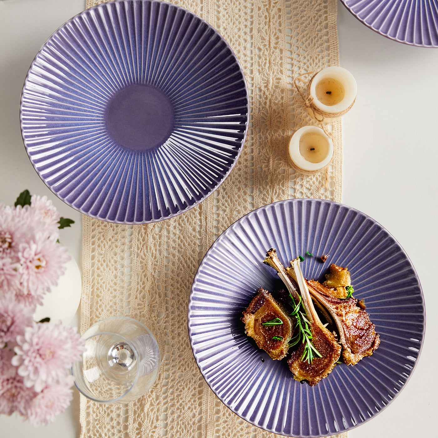 JIWOO-Collins, 4pcs, 10zoll 24,8cm Teller, Mikrowellengeeignet und Spülmaschinengeeignet