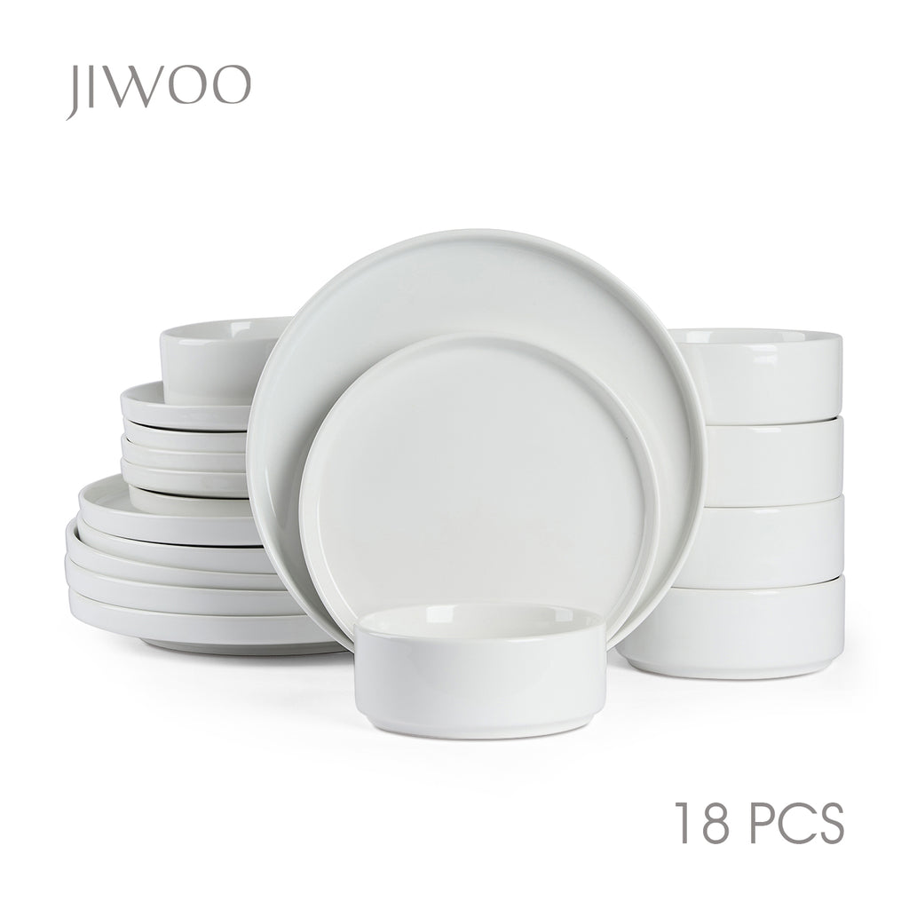 JIWOO-Beira, 18-teiliges Geschirrset, Mikrowellengeeignet und Spülmaschinengeeignet