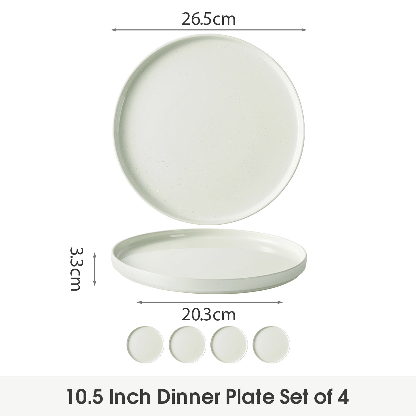 JIWOO-Beira, 4pcs, 10zoll 26cm Essteller, Mikrowellengeeignet und Spülmaschinengeeignet