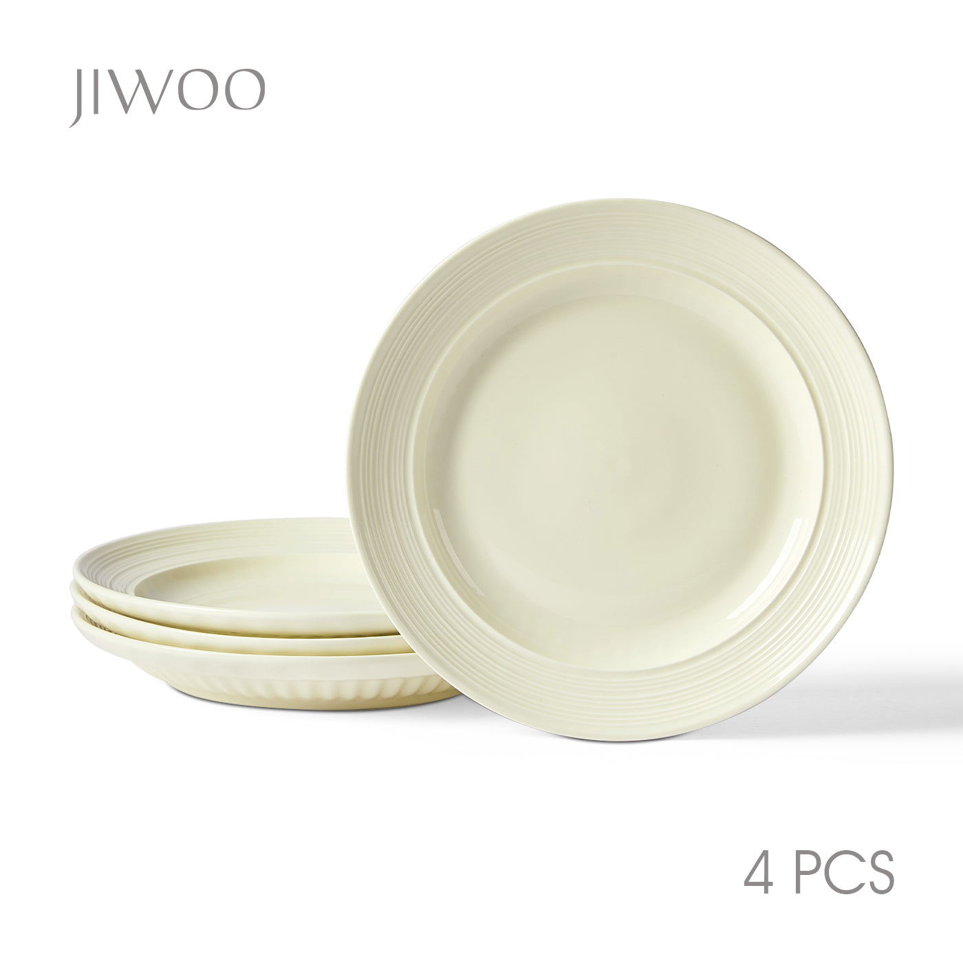 JIWOO-Light Stream, 4pcs, 10Zoll 25,4cm Teller, Mikrowellengeeignet und Spülmaschinengeeignet