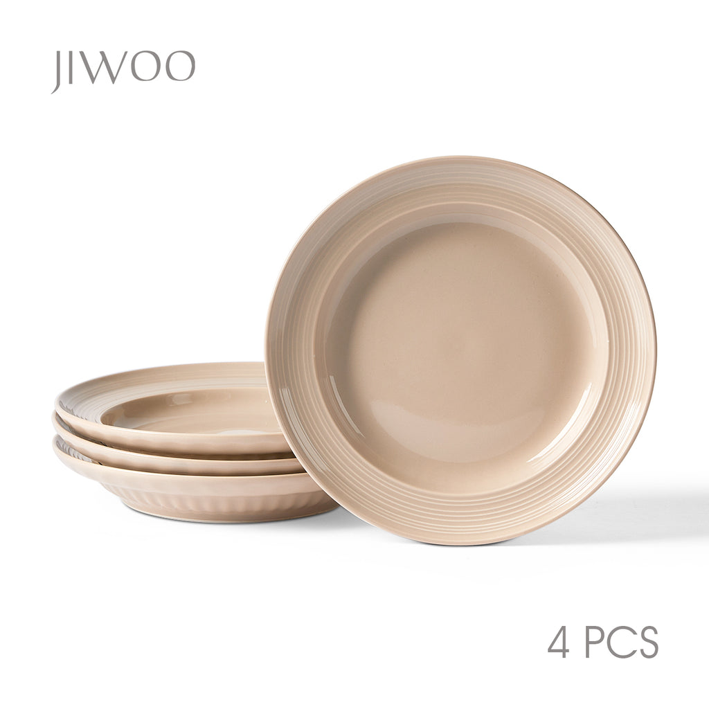 JIWOO-Light stream, 4-teiliges 20,4cm Flache Teller, Mikrowellengeeignet und Spülmaschinengeeignet