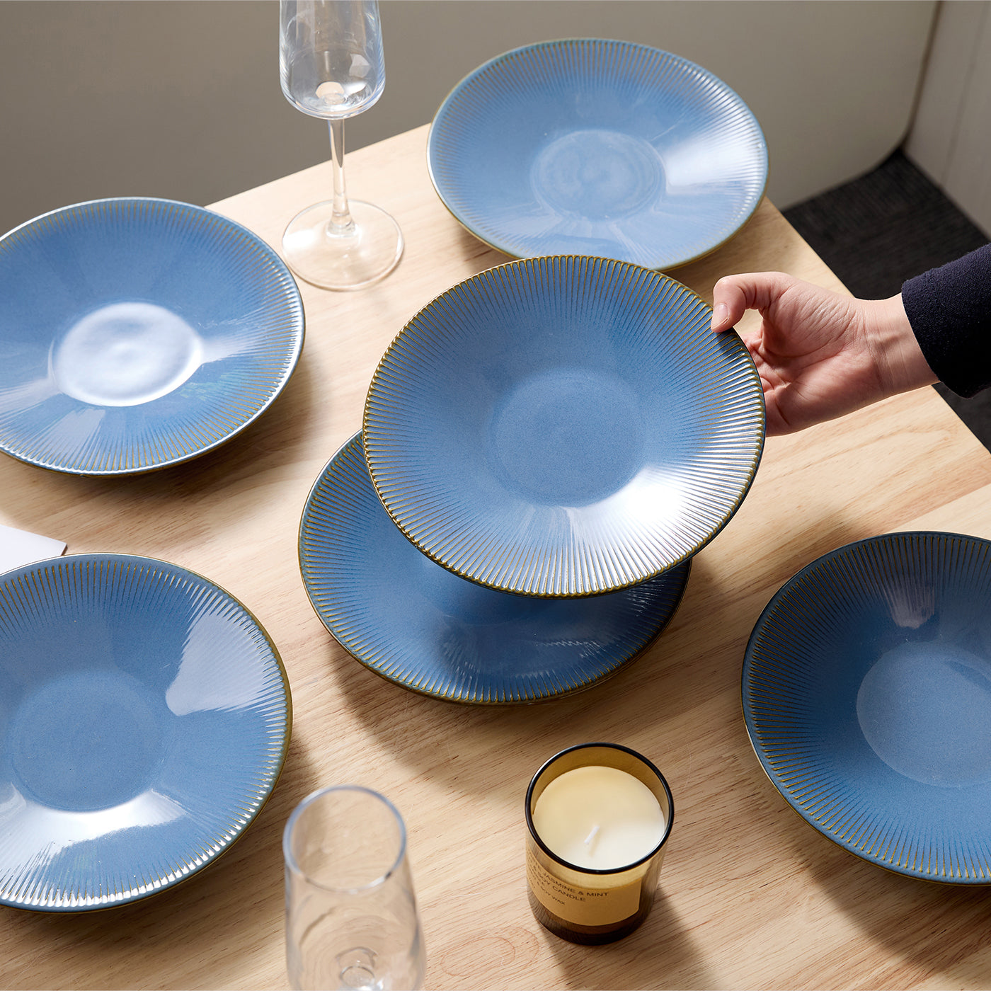 JIWOO-Moire, 6pcs, 8,5Zoll 21,7cm Teller, Mikrowellengeeignet und Spülmaschinengeeignet