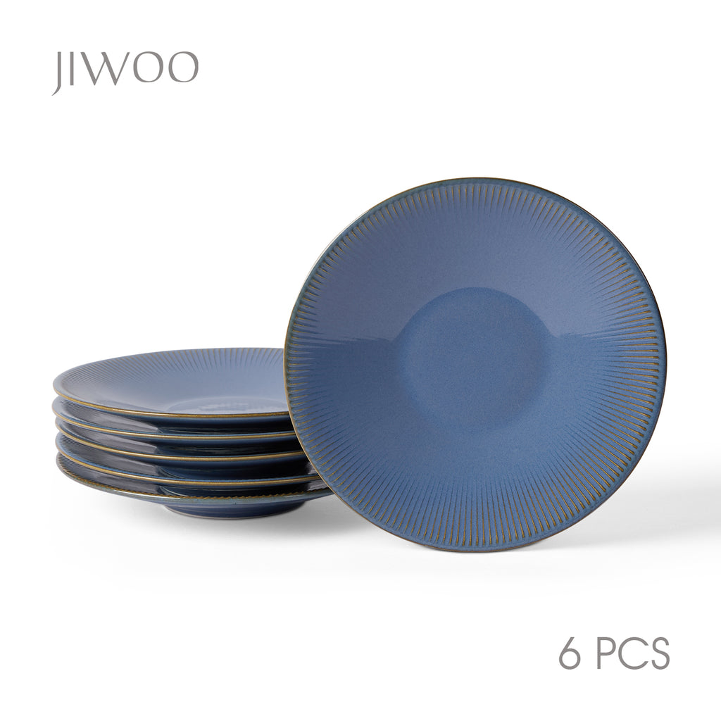 JIWOO-Moire, 6pcs, 8.5 inch 21.7cm Plates, Microwave and Dishwasher Safe