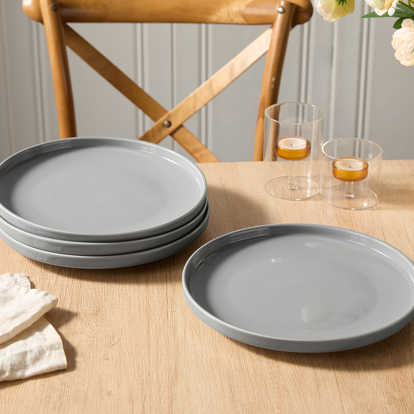 JIWOO-Beira, 4pcs, 10 inch 26cm dinner plates, microwave and dishwasher safe