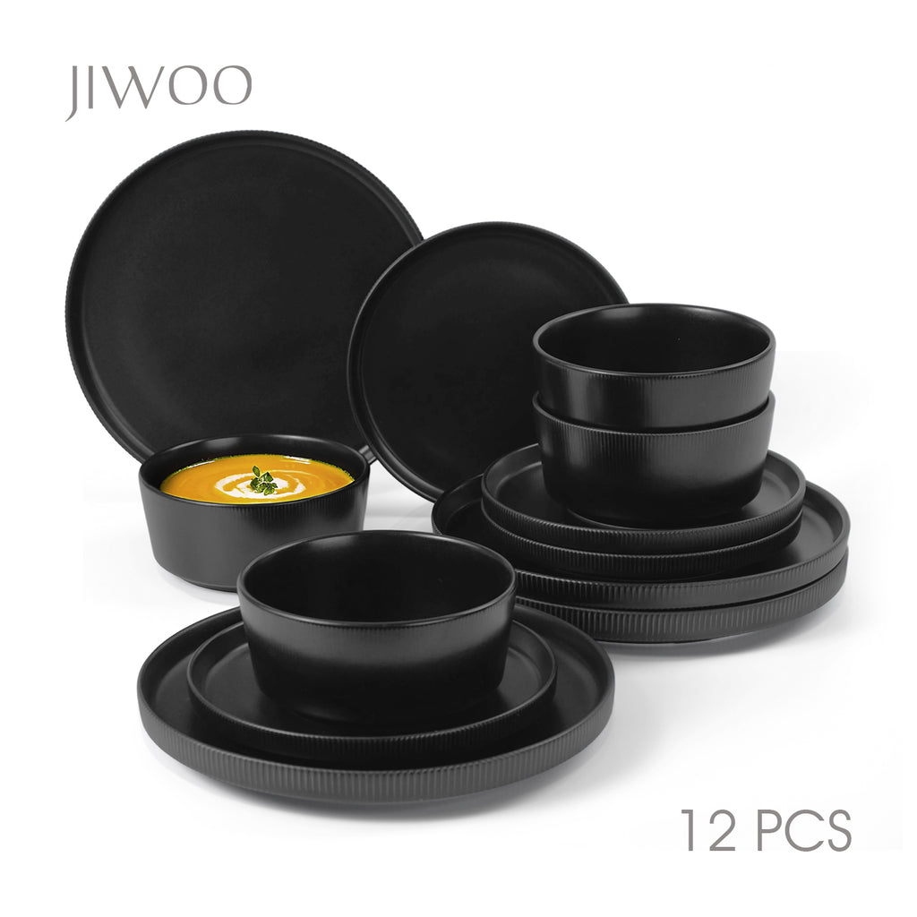 JIWOO-Roman Holiday, 12-piece dinnerware set, microwave safe and dishwasher safe