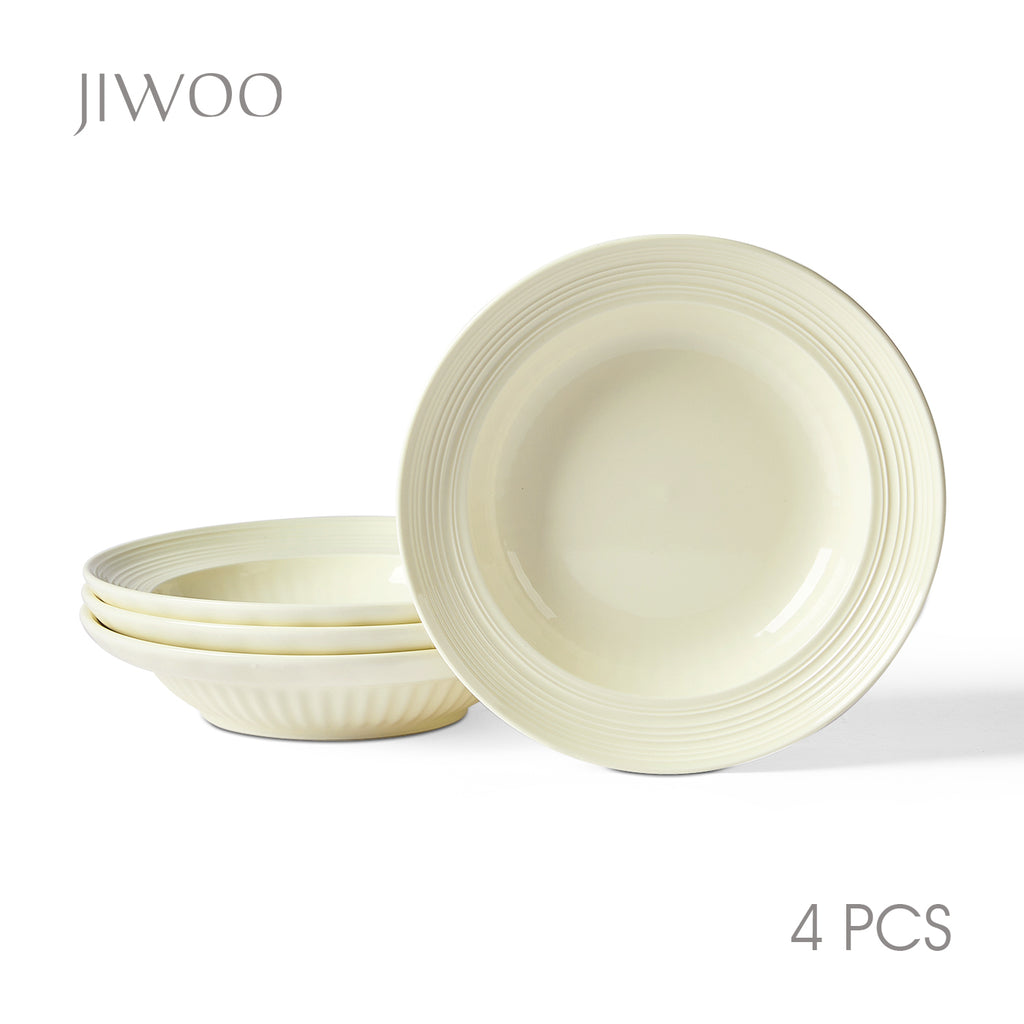 JIWOO-Light stream, 4-teiliges 20,4cm Tiefer teller, Mikrowellengeeignet und Spülmaschinengeeignet