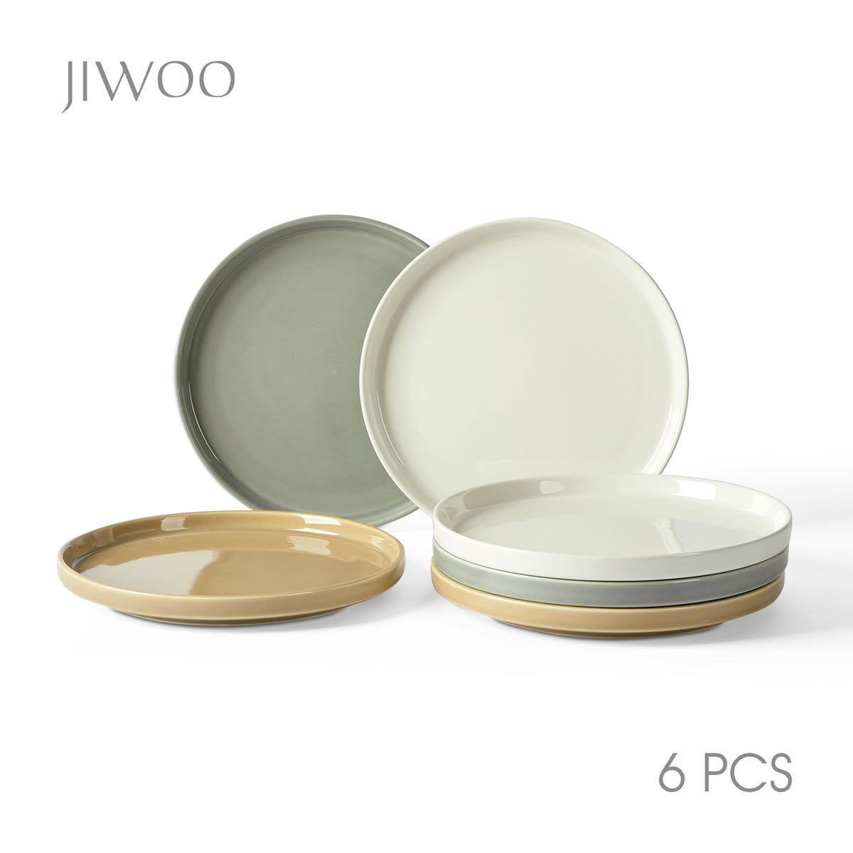 JIWOO-Beira, 6pcs, 8Zoll 21cm Essteller, Mikrowellengeeignet und Spülmaschinengeeignet