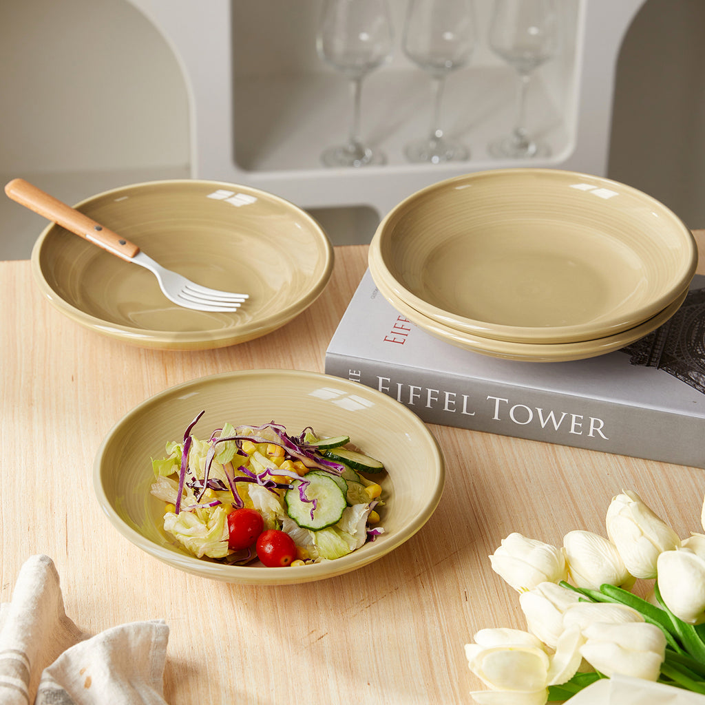 JIWOO-Zen, 4pcs, 8,5zoll 22cm Suppenteller, Mikrowellengeeignet und Spülmaschinengeeignet