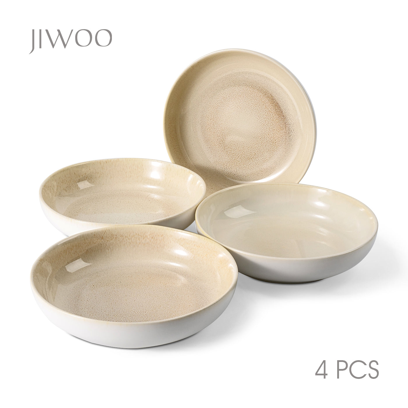 JIWOO-Lovina, 4pcs, 9zoll 21,9cm Suppenteller, Mikrowellengeeignet und Spülmaschinengeeignet