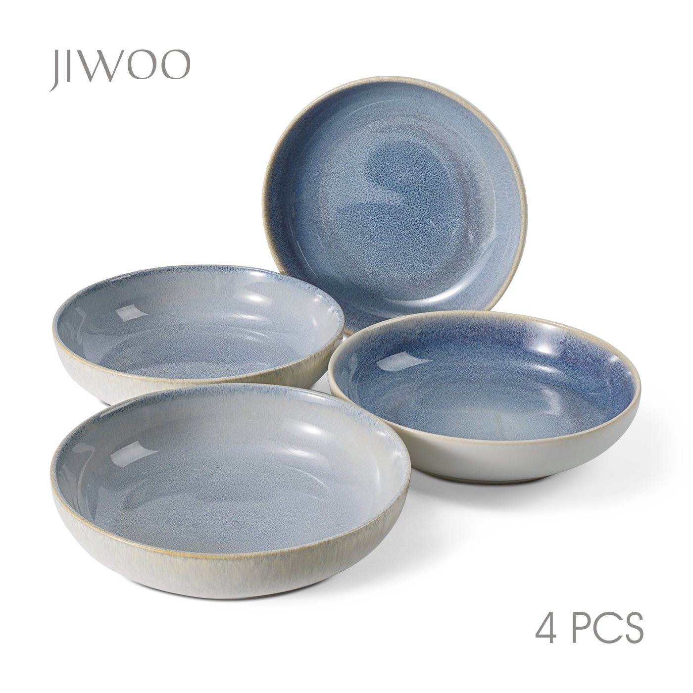 JIWOO-Lovina, 4pcs, 9zoll 21,9cm Suppenteller, Mikrowellengeeignet und Spülmaschinengeeignet