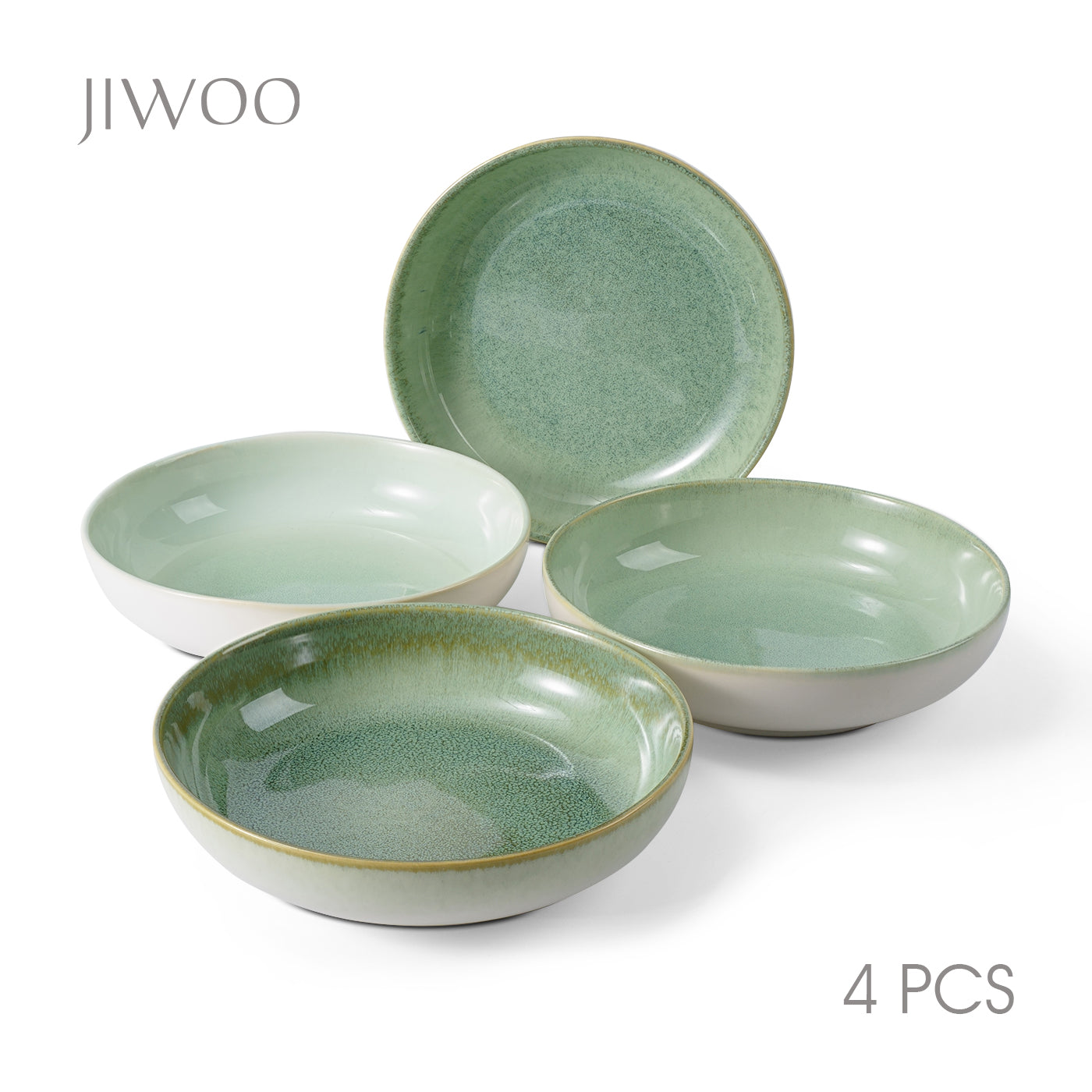 JIWOO-Lovina, 4pcs, 9zoll 21,9cm Suppenteller, Mikrowellengeeignet und Spülmaschinengeeignet