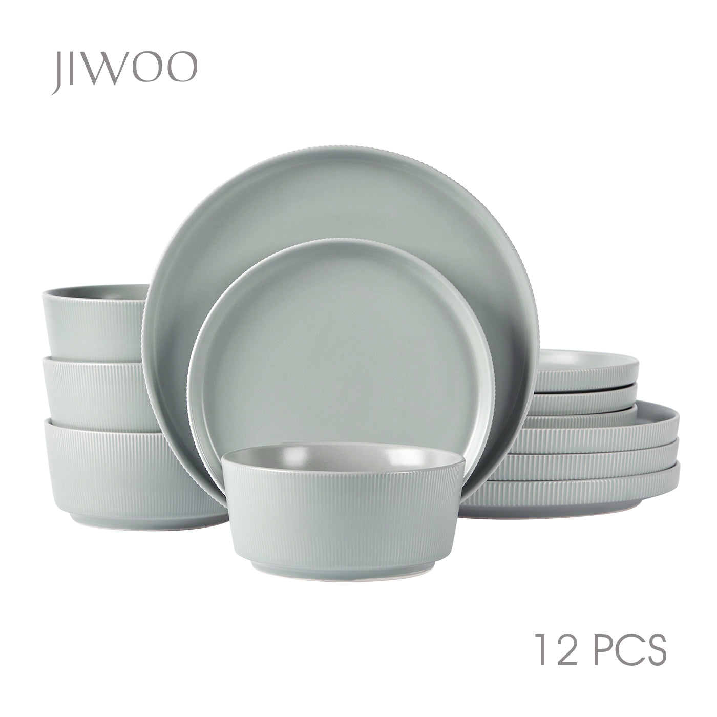 JIWOO-Roman Holiday, 12pcs Essensset, Mikrowellengeeignet und Spülmaschinengeeignet