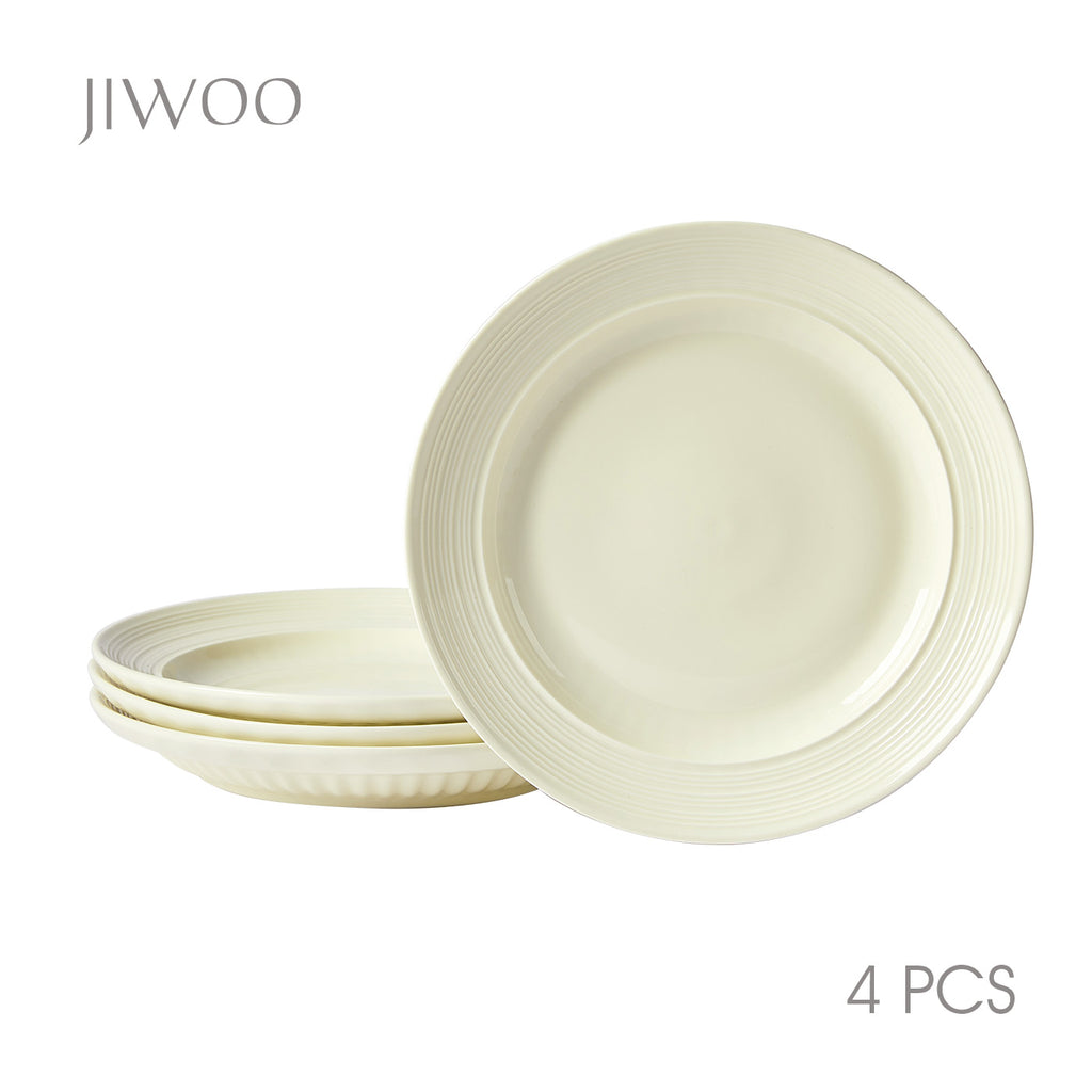 JIWOO-Light Stream, 4pcs, 10Zoll 25,4cm Teller, Mikrowellengeeignet und Spülmaschinengeeignet