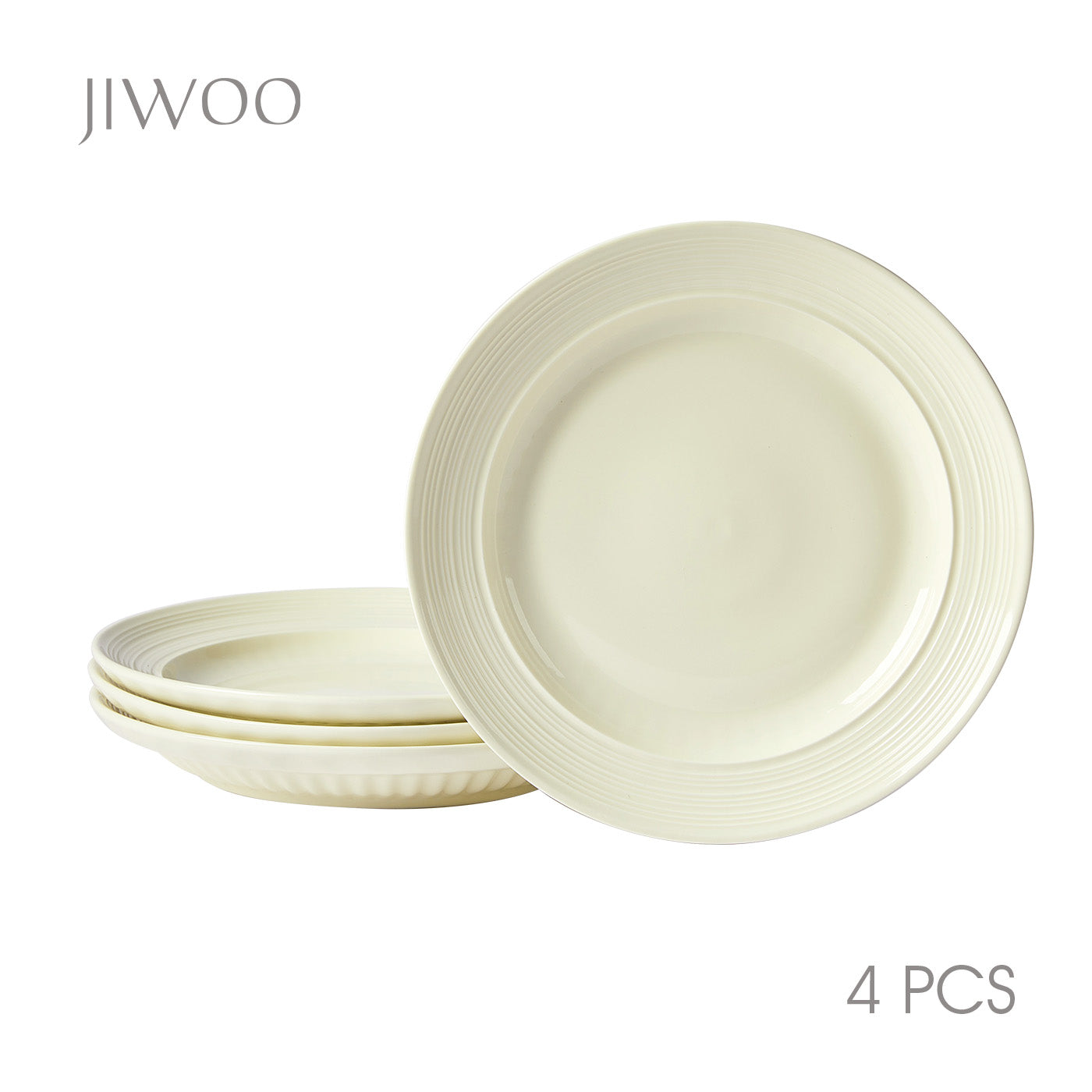 JIWOO-Light Stream, 4pcs, 10Zoll 25,4cm Teller, Mikrowellengeeignet und Spülmaschinengeeignet