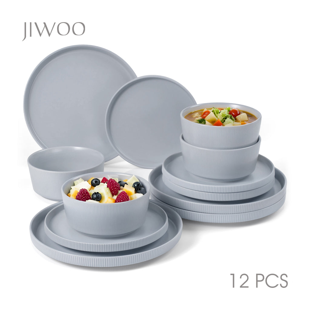 JIWOO-Roman Holiday, 12-piece dinnerware set, microwave safe and dishwasher safe