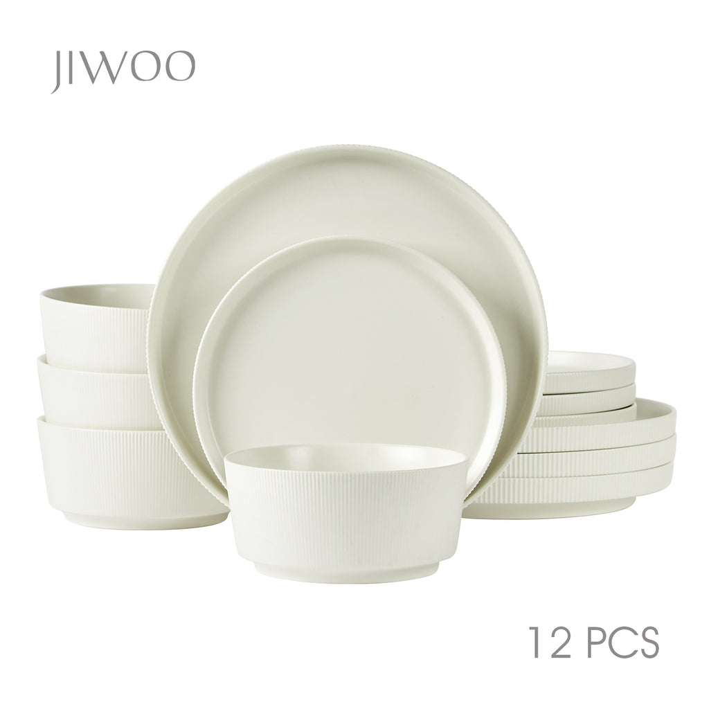 JIWOO-Roman Holiday, 12pcs Essensset, Mikrowellengeeignet und Spülmaschinengeeignet