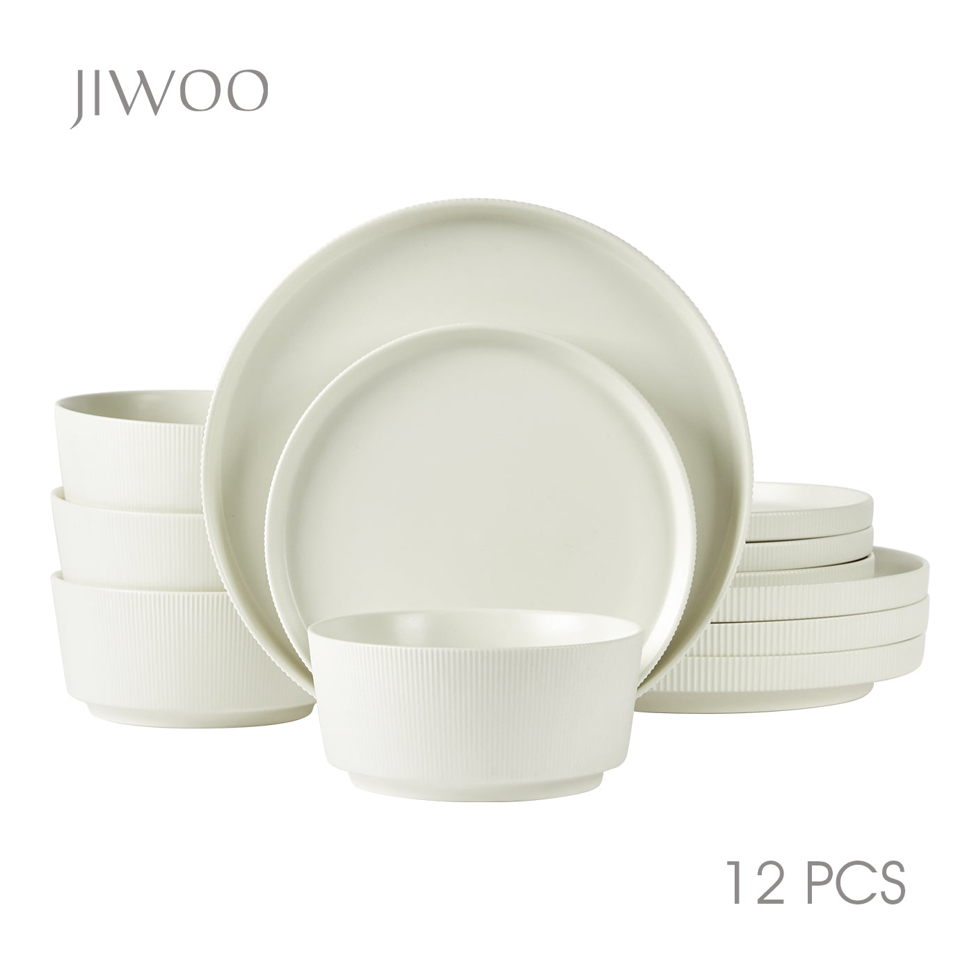 JIWOO-Roman Holiday, 12pcs Essensset, Mikrowellengeeignet und Spülmaschinengeeignet