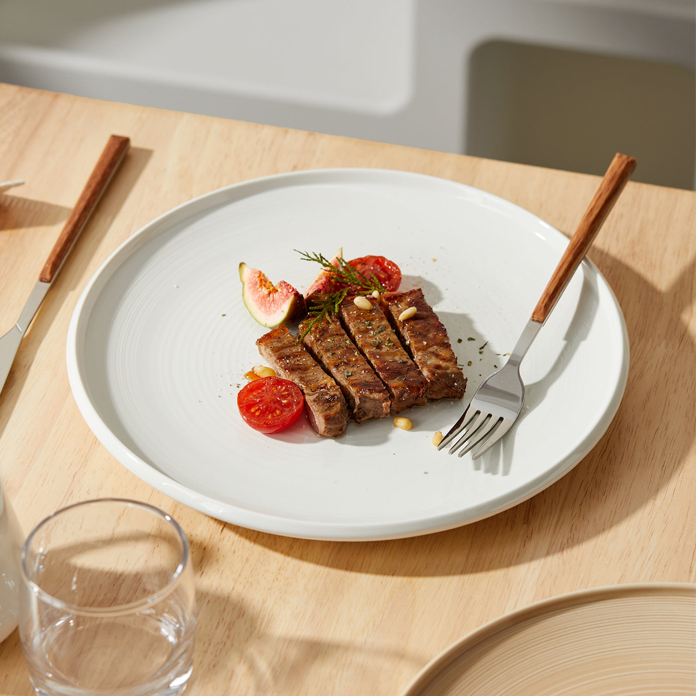 JIWOO-Zen, 4pcs, 10zoll 25,2cm Essteller, Mikrowellengeeignet und Spülmaschinengeeignet