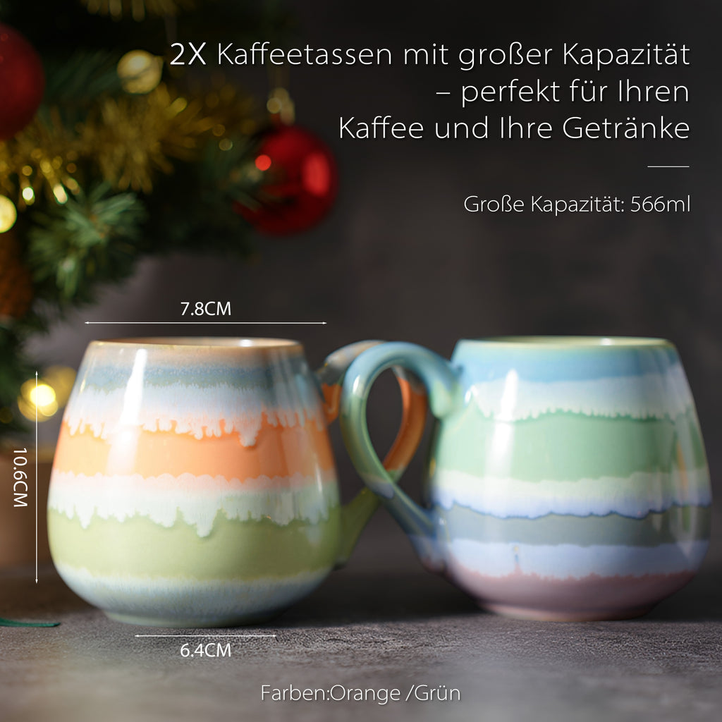 JIWOO-Mountain&Sea, 2-teiliges 560ml Tasse, Mikrowellengeeignet und Spülmaschinengeeignet