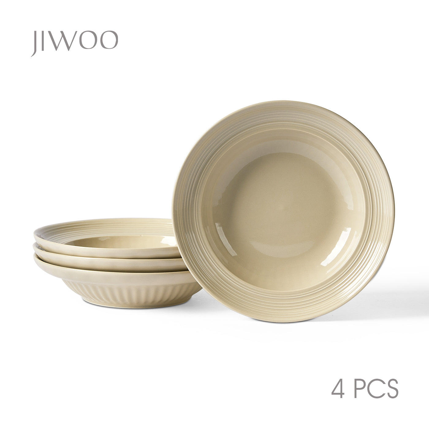 JIWOO-Light stream, 4pcs, 8Zoll 20,4cm Tiefer Teller, Mikrowellengeeignet und Spülmaschinengeeignet