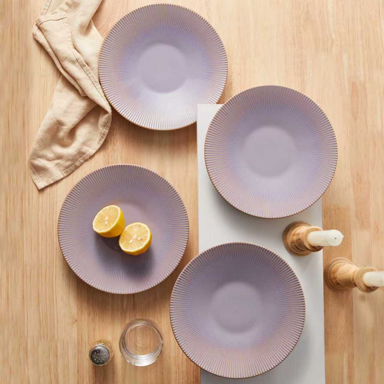 JIWOO-Moire, 4pcs, 8Zoll 21,2cm Teller, Mikrowellengeeignet und Spülmaschinengeeignet