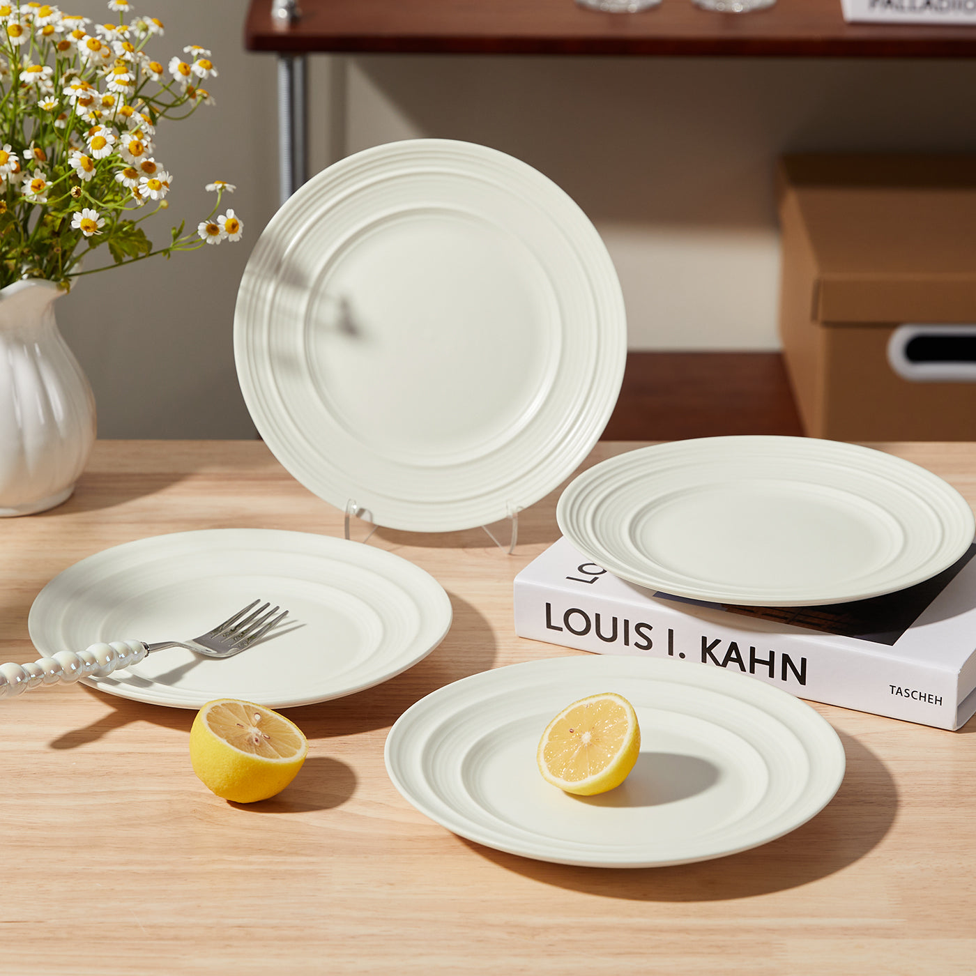 JIWOO-Lurcern, 4pcs, 8,5zoll 21,4cm Essteller, Mikrowellengeeignet und Spülmaschinengeeignet