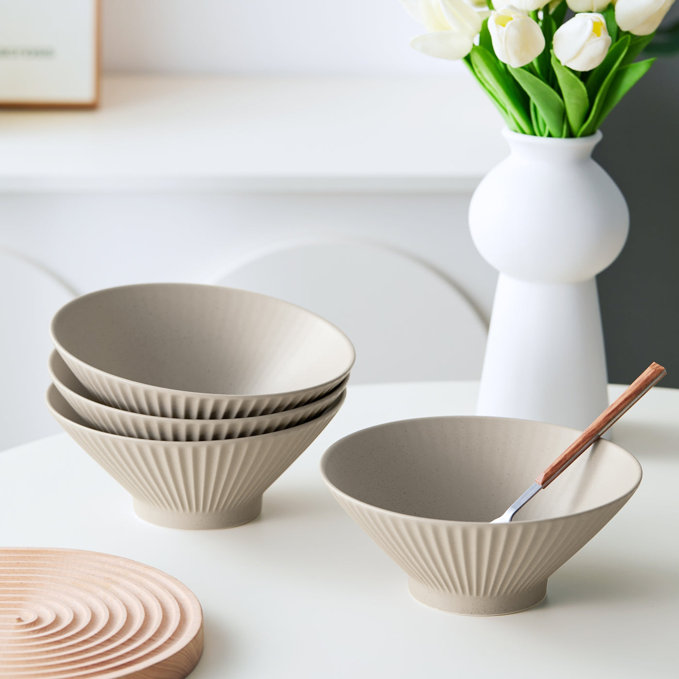 JIWOO-Collins, 4pcs, 8Zoll 20cm Schüssel, Mikrowellengeeignet und Spülmaschinengeeignet
