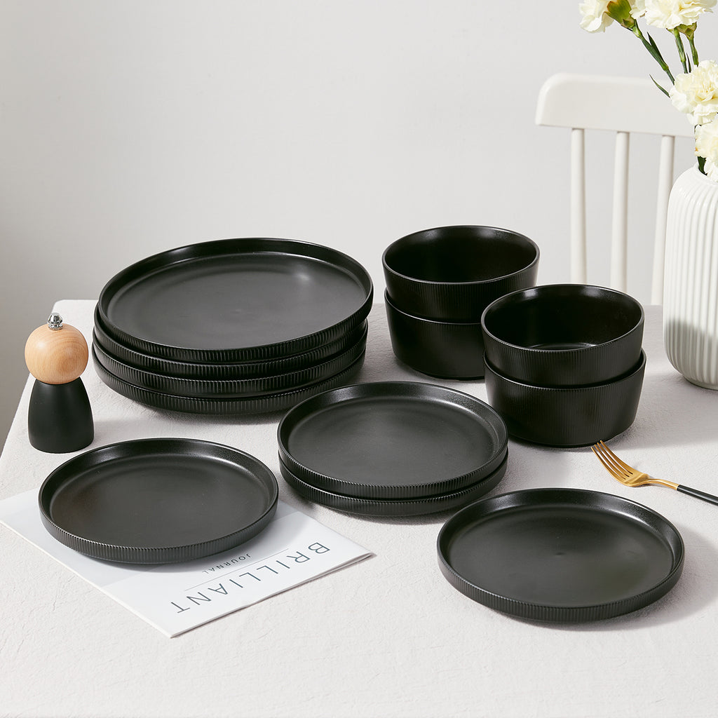JIWOO-Roman Holiday, 12pcs Essensset, Mikrowellengeeignet und Spülmaschinengeeignet
