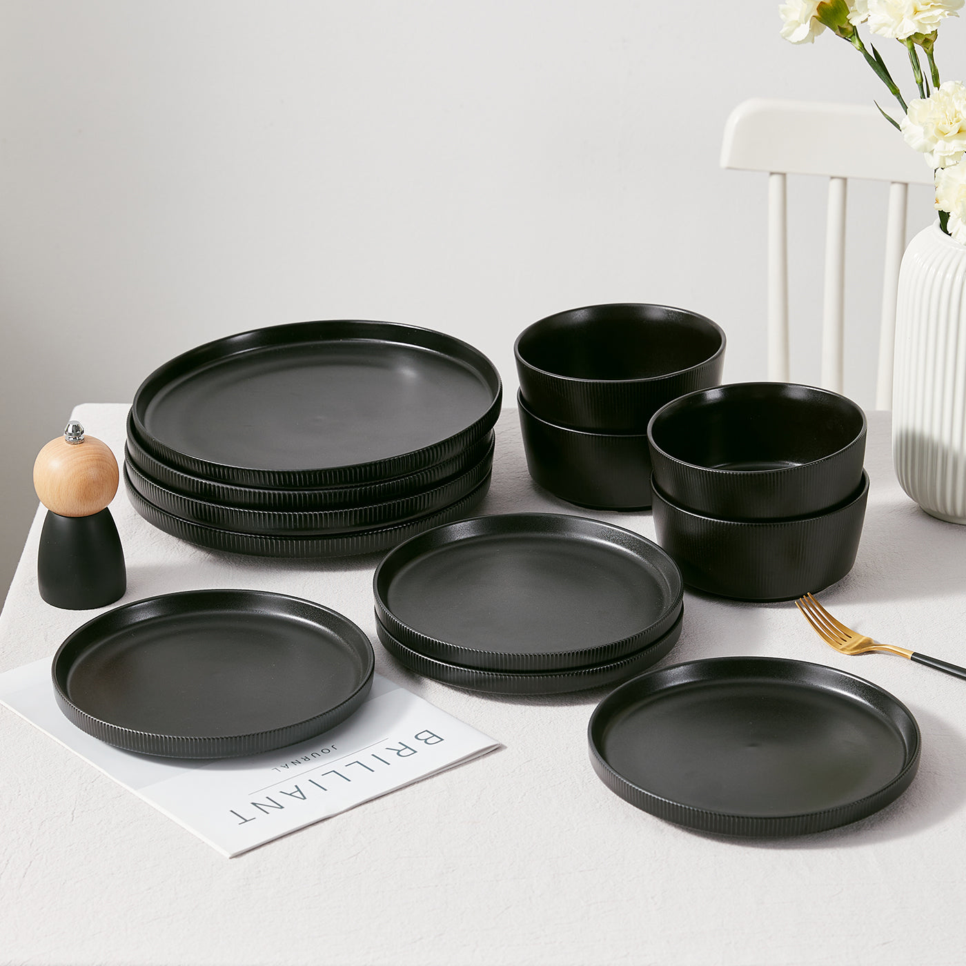 JIWOO-Roman Holiday, 12pcs Essensset, Mikrowellengeeignet und Spülmaschinengeeignet