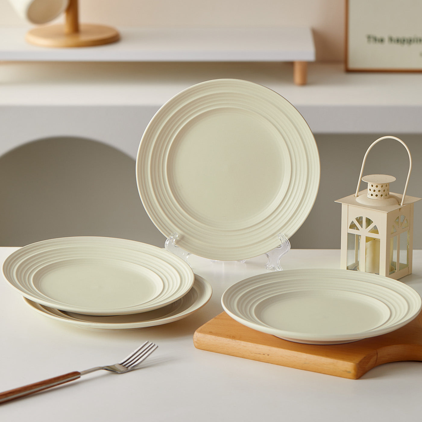 JIWOO-Lurcern, 4pcs, 8,5zoll 21,4cm Essteller, Mikrowellengeeignet und Spülmaschinengeeignet