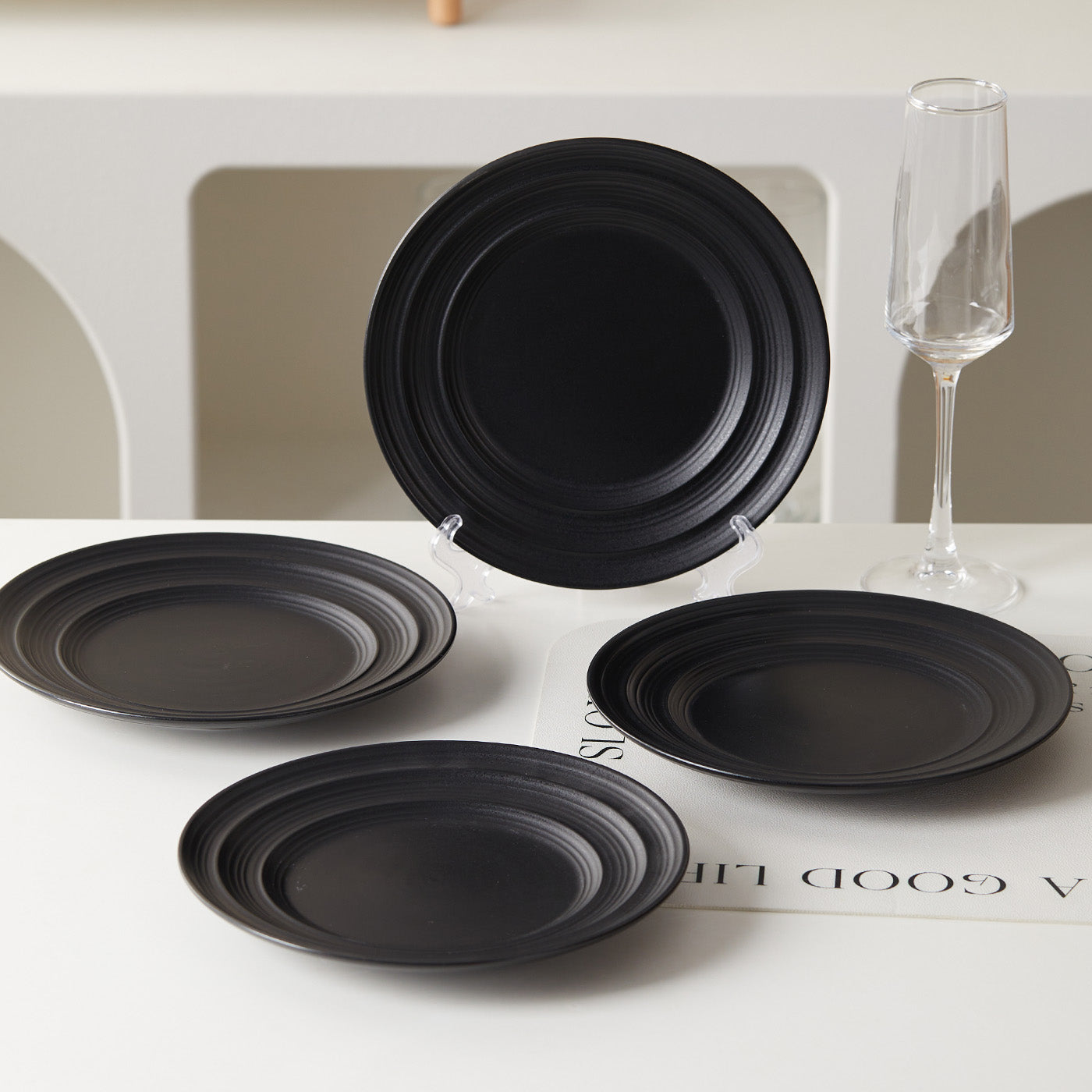 JIWOO-Lurcern, 4pcs, 8,5zoll 21,4cm Essteller, Mikrowellengeeignet und Spülmaschinengeeignet