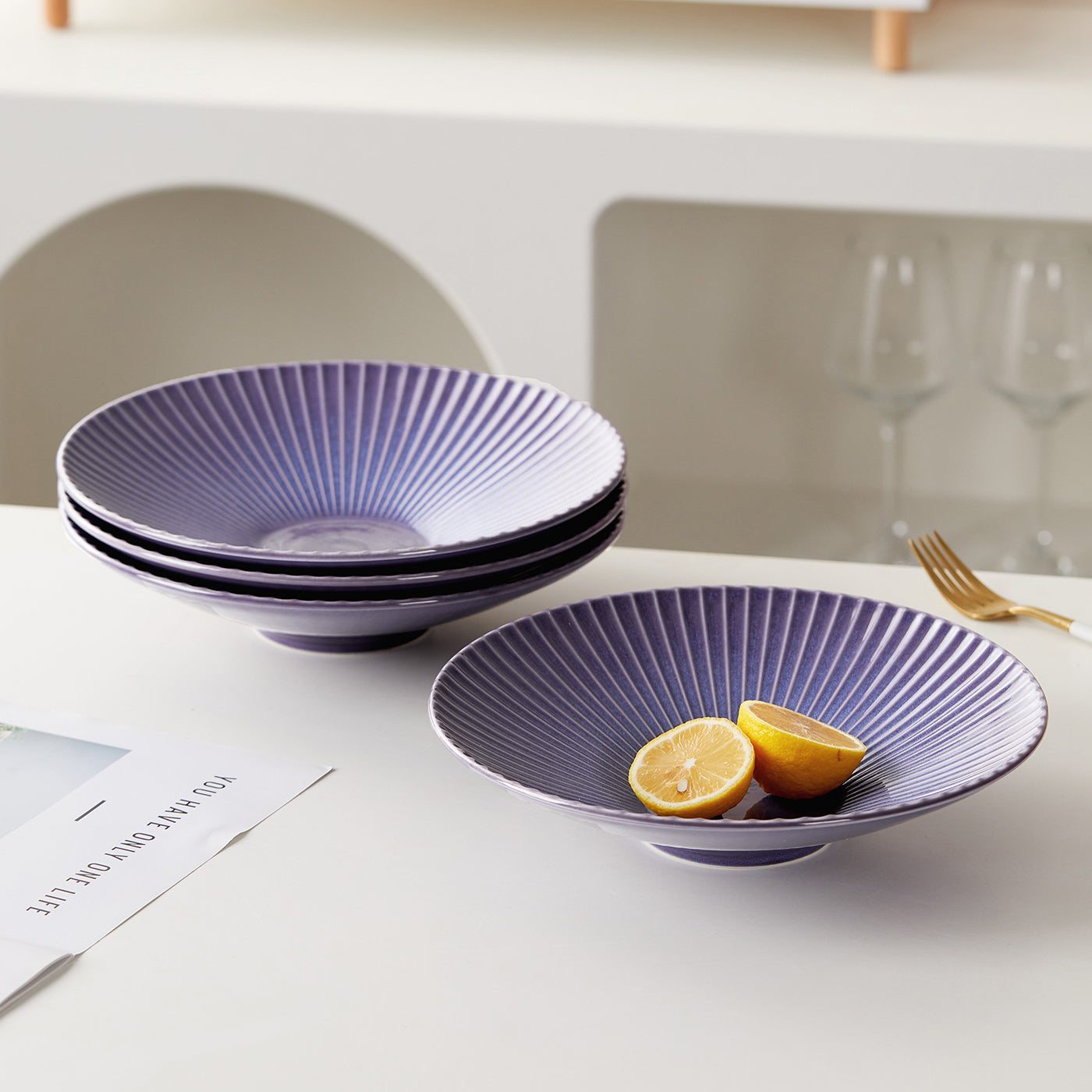 JIWOO-Collins, 4pcs, 10zoll 24,8cm Teller, Mikrowellengeeignet und Spülmaschinengeeignet