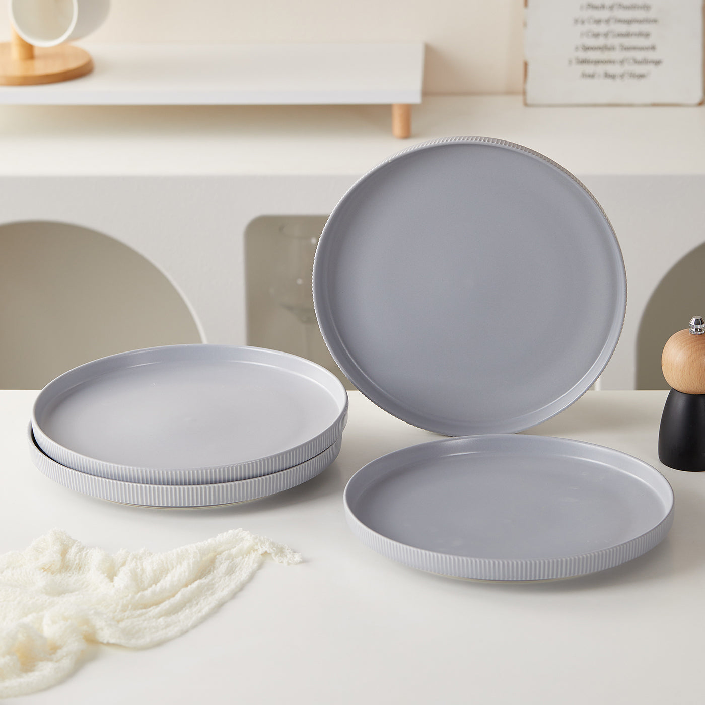 JIWOO-Roman Holiday, 4pcs, 10,5zoll 27,7cm  Essteller, Mikrowellengeeignet und Spülmaschinengeeignet