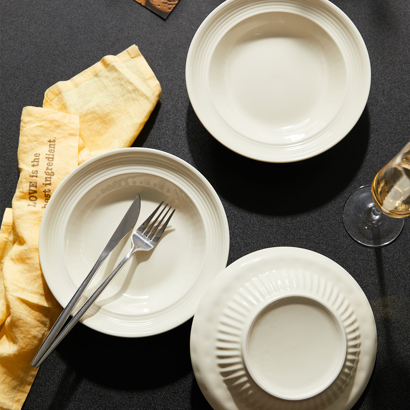 JIWOO-Light stream, 4pcs, 8Zoll 20,4cm Tiefer Teller, Mikrowellengeeignet und Spülmaschinengeeignet