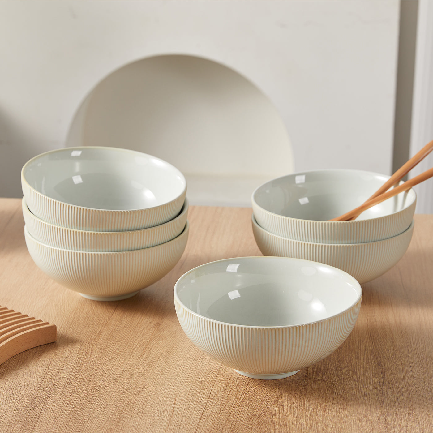 JIWOO-Moire, 6pcs, 8zoll 20cm Schüssel, Mikrowellengeeignet und Spülmaschinengeeignet