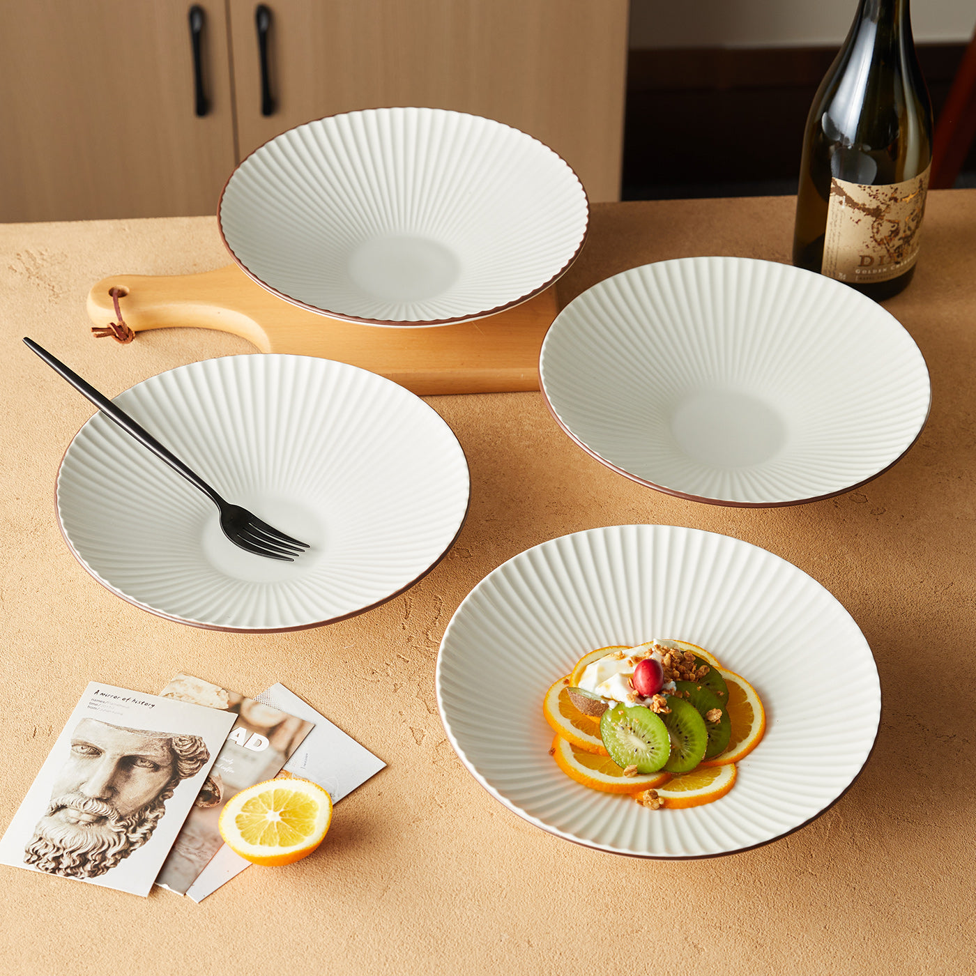 JIWOO-Collins, 4pcs, 10zoll 24,8cm Teller, Mikrowellengeeignet und Spülmaschinengeeignet