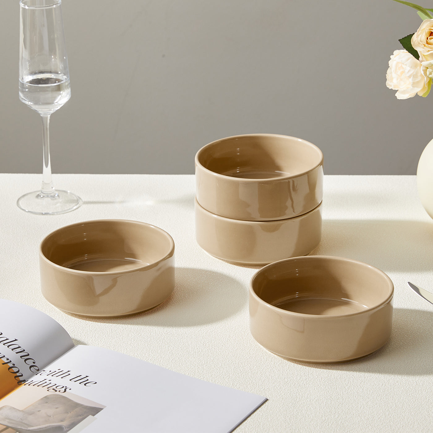 JIWOO-Beira, 4pcs-5.5inch-14cm dinner plates, microwave and dishwasher safe