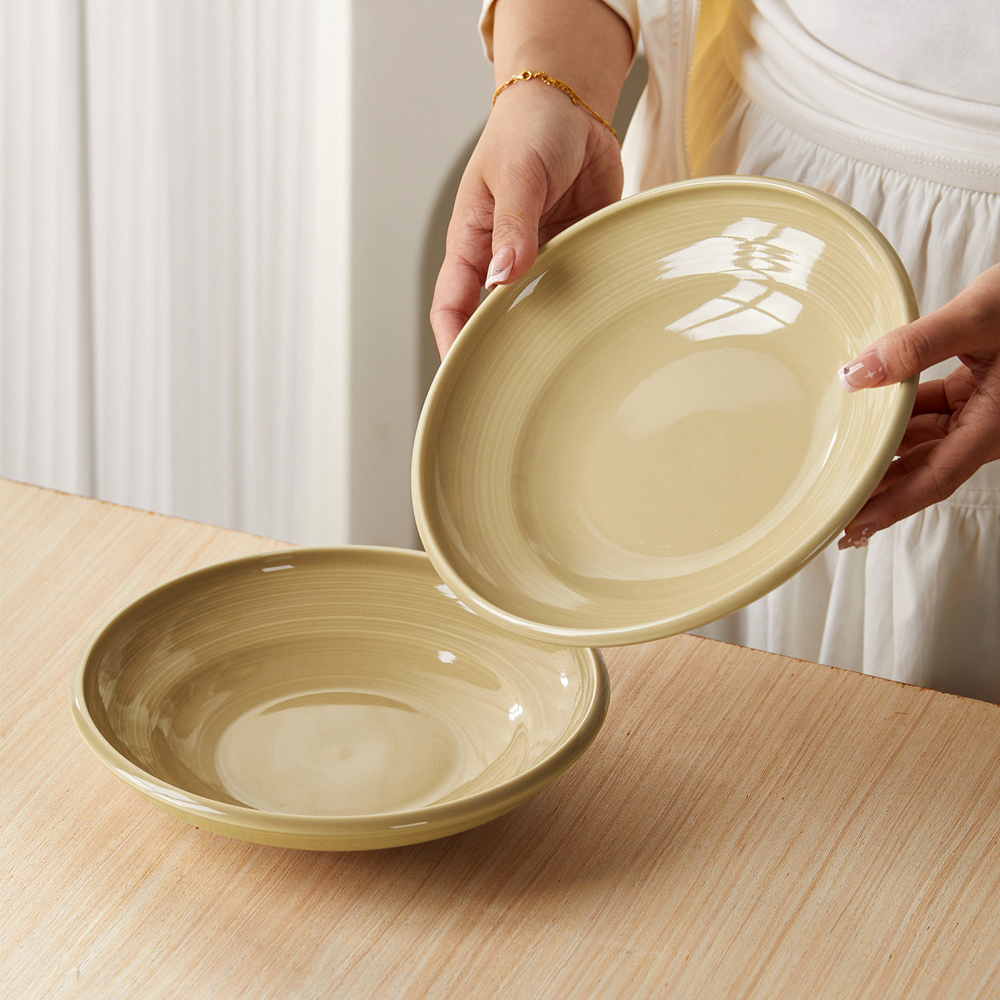 JIWOO-Zen, 4pcs, 8,5zoll 22cm Suppenteller, Mikrowellengeeignet und Spülmaschinengeeignet