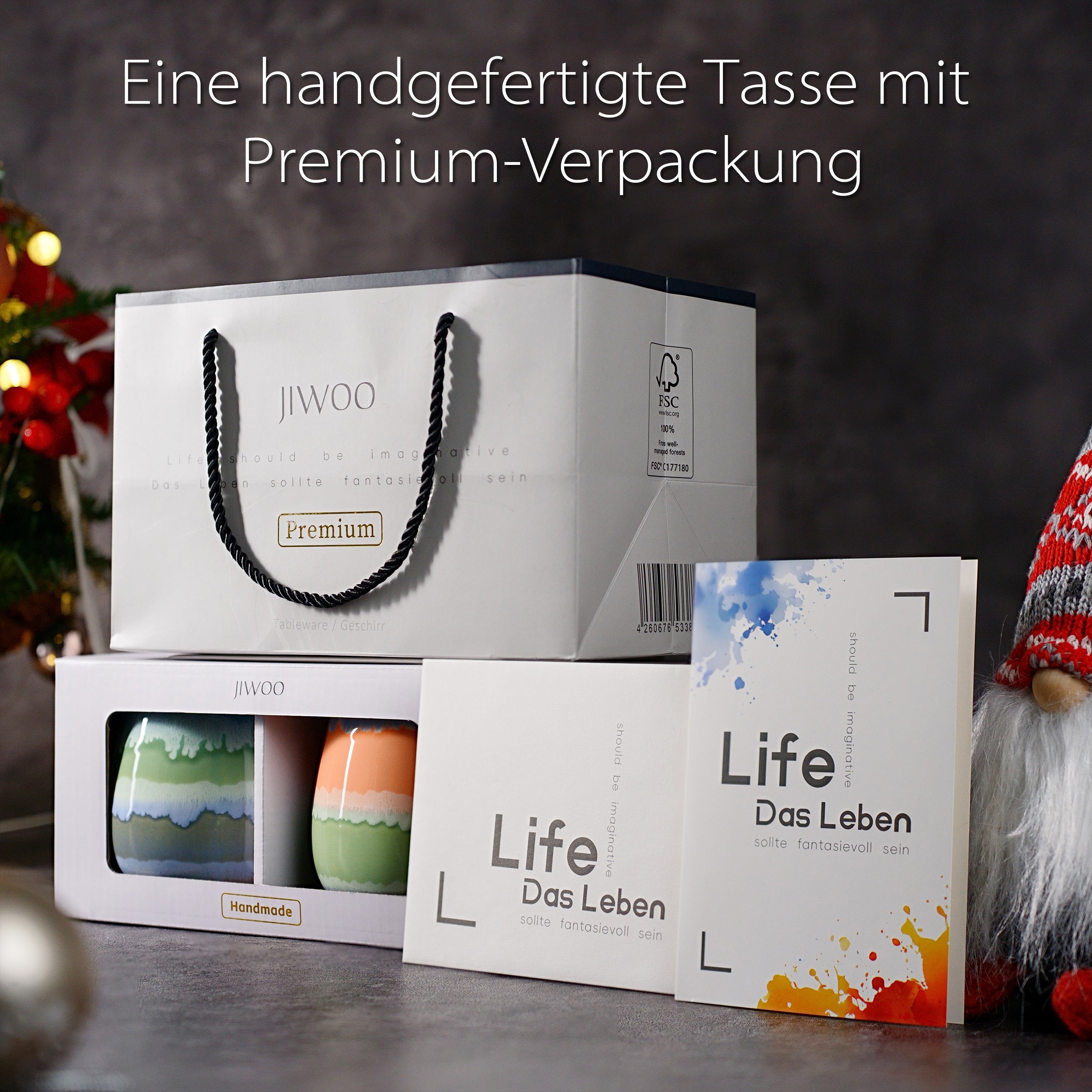 JIWOO-Mountain&Sea, 2-teiliges 560ml Tasse, Mikrowellengeeignet und Spülmaschinengeeignet