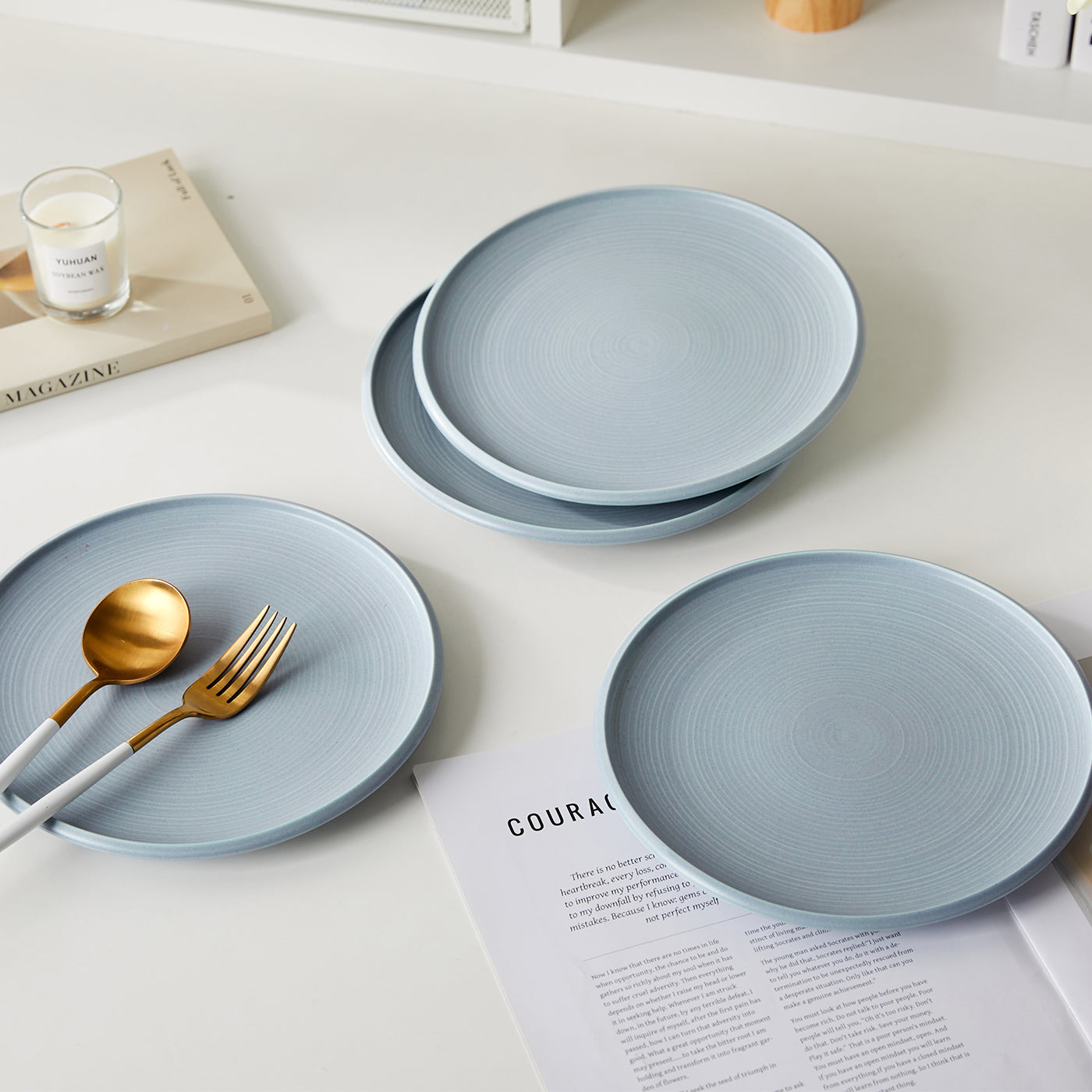 JIWOO-Zen, 4pcs, 8,5zoll 21,8cm Essteller, Mikrowellengeeignet und Spülmaschinengeeignet