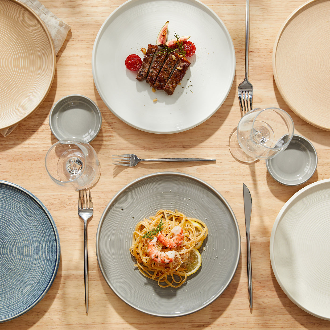 JIWOO-Zen, 4pcs, 10zoll 25,2cm Essteller, Mikrowellengeeignet und Spülmaschinengeeignet