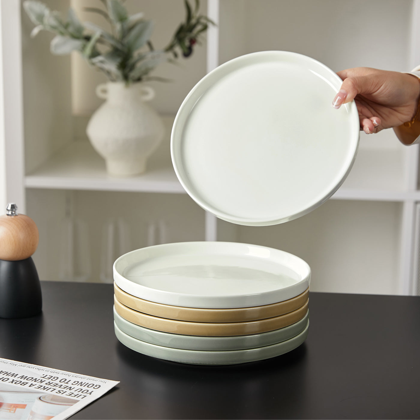 JIWOO-Beira, 6pcs, 8Zoll 21cm Essteller, Mikrowellengeeignet und Spülmaschinengeeignet