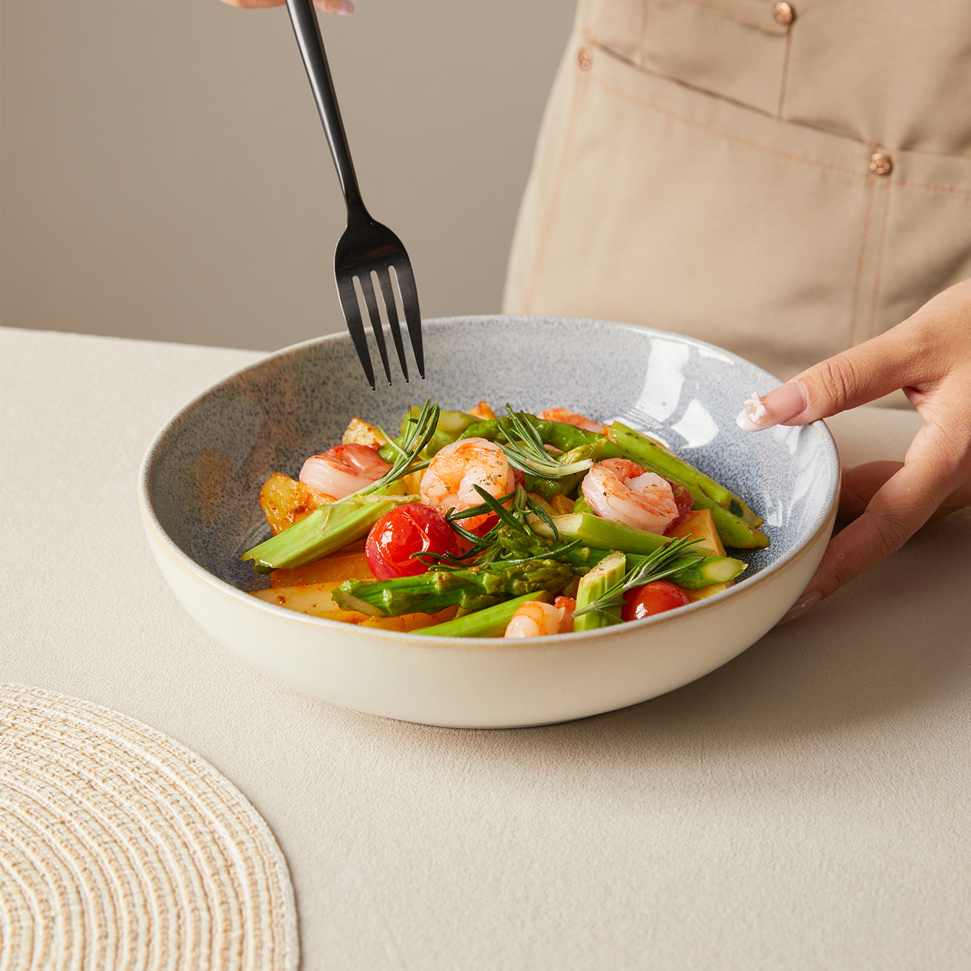 JIWOO-Lovina, 4pcs, 9zoll 21,9cm Suppenteller, Mikrowellengeeignet und Spülmaschinengeeignet