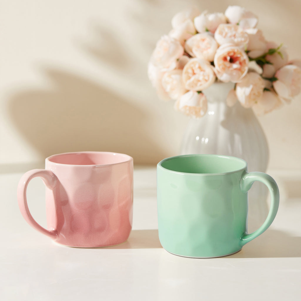 JIWOO-Cream, 4-teiliges 360ml Tasse  kaffeebecher, Mikrowellengeeignet und Spülmaschinengeeignet
