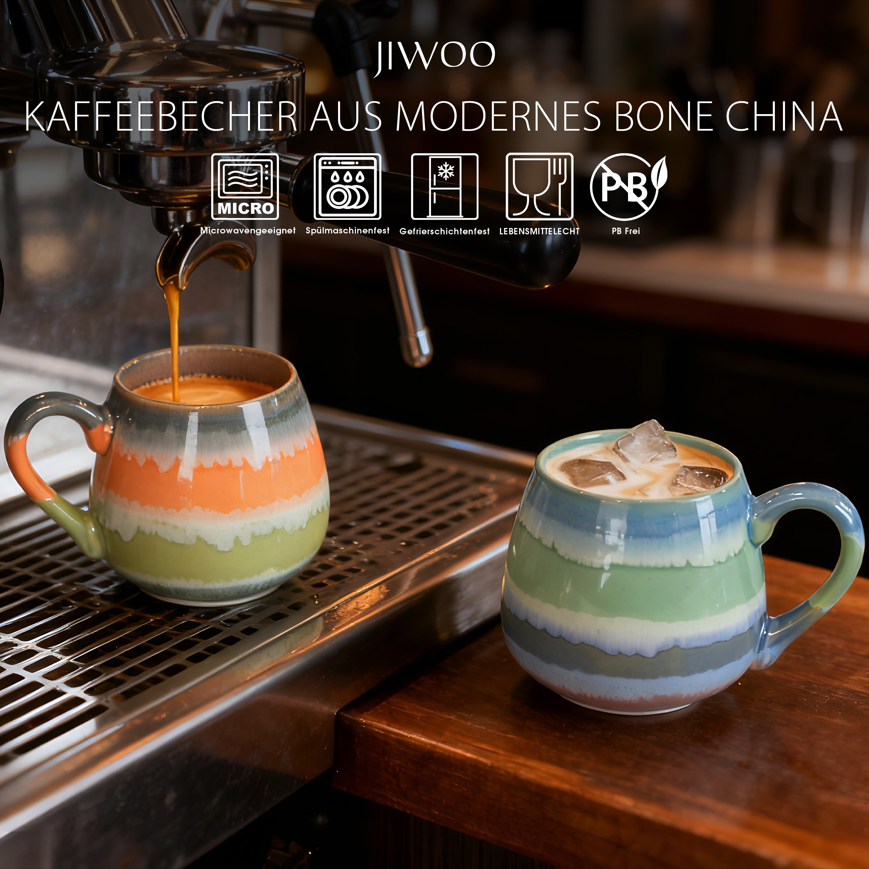 JIWOO-Mountain&Sea, 2-teiliges 560ml Tasse, Mikrowellengeeignet und Spülmaschinengeeignet