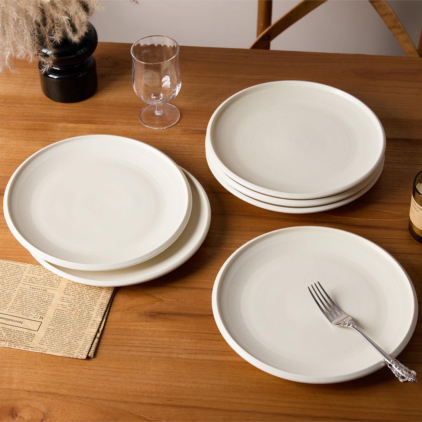 JIWOO-Zen, 6pcs, 10zoll 25,2cm Essteller, Mikrowellengeeignet und Spülmaschinengeeignet