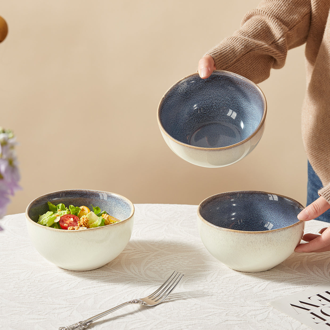 JIWOO-Lovina, 4pcs, 5,5zoll 13,5cm Schale, Mikrowellengeeignet und Spülmaschinengeeignet